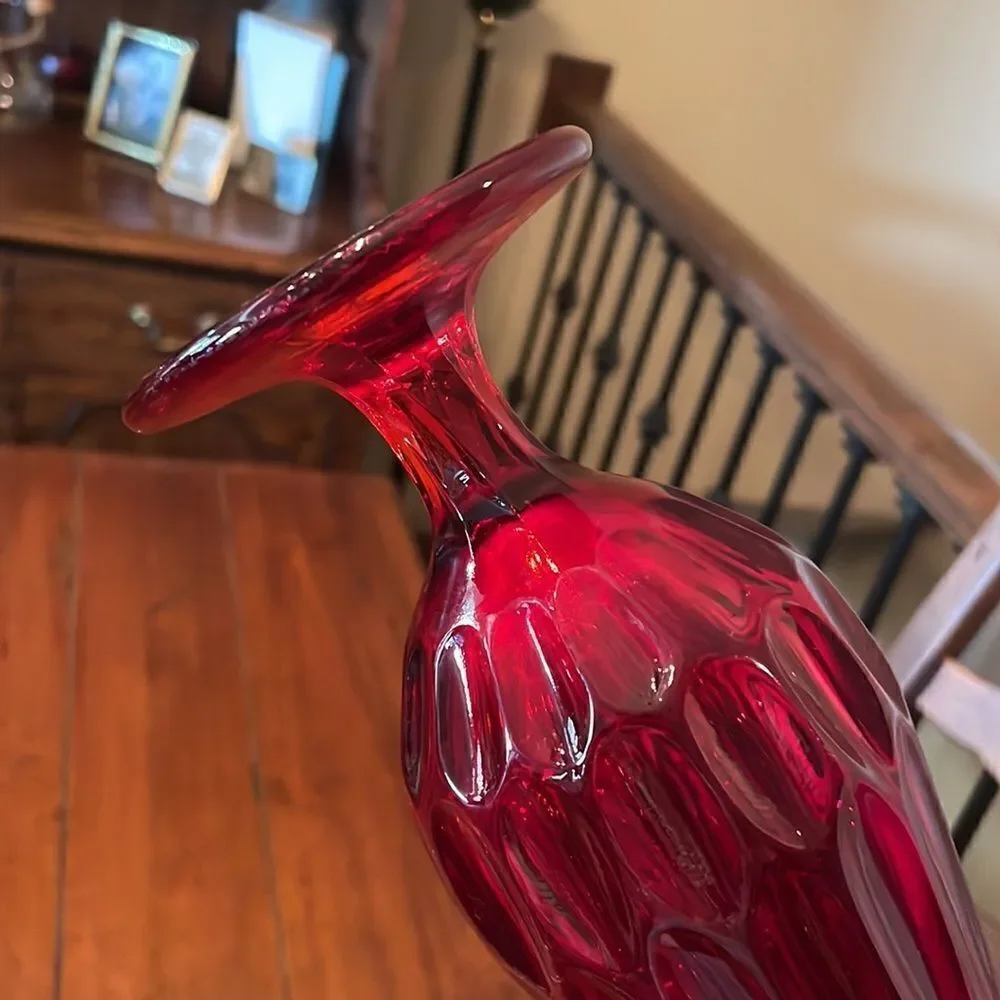 Vintage Fenton Ruby Thumbprint Swung Glass Vase